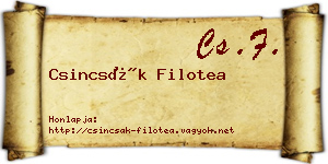 Csincsák Filotea névjegykártya